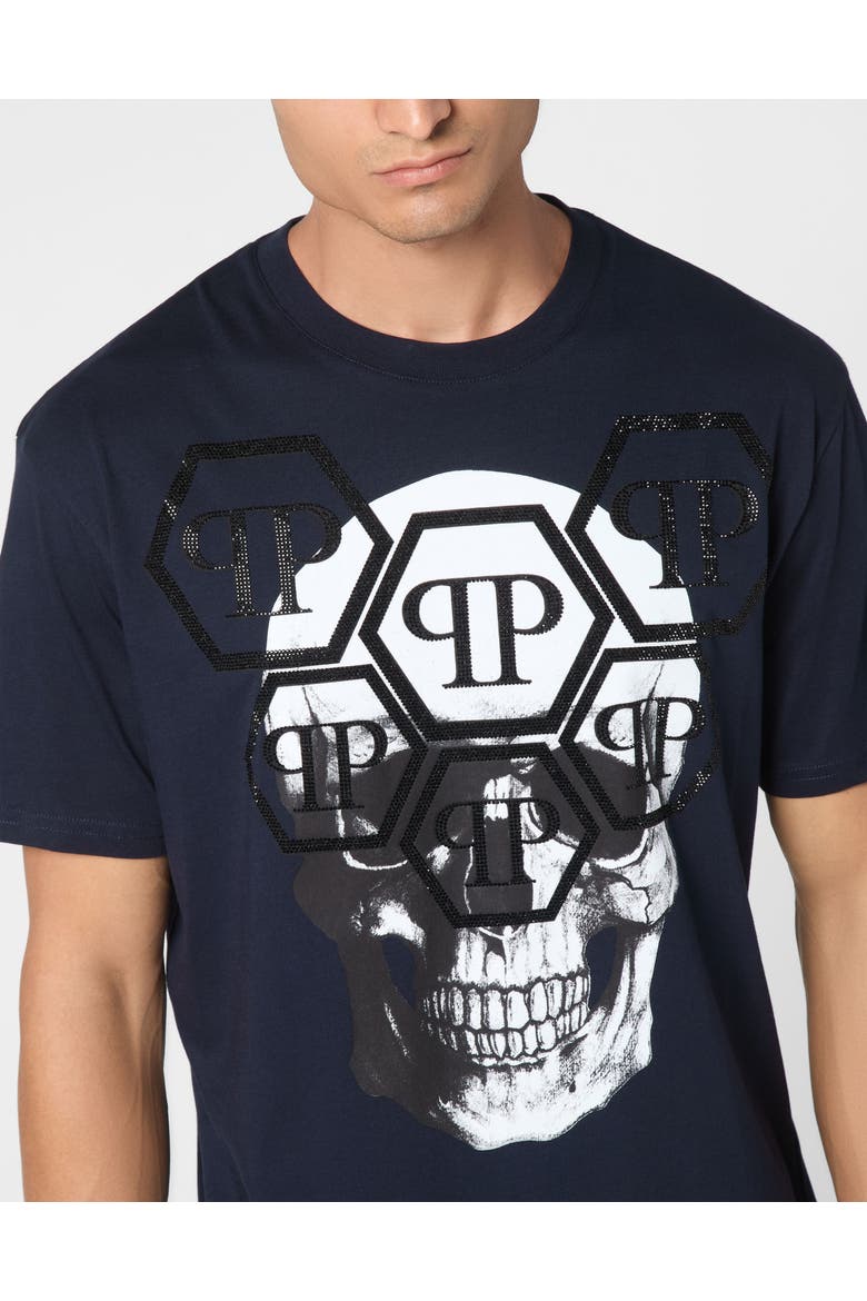 T-Shirt Round Neck Ss Stones Skull Men, Alternate, color, darkblue