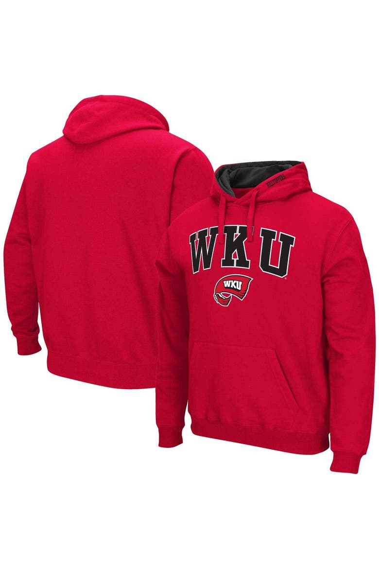 Men's Colosseum Red Western Kentucky Hilltoppers Arch & Logo 3.0 Pullover Hoodie, Main, color, Red