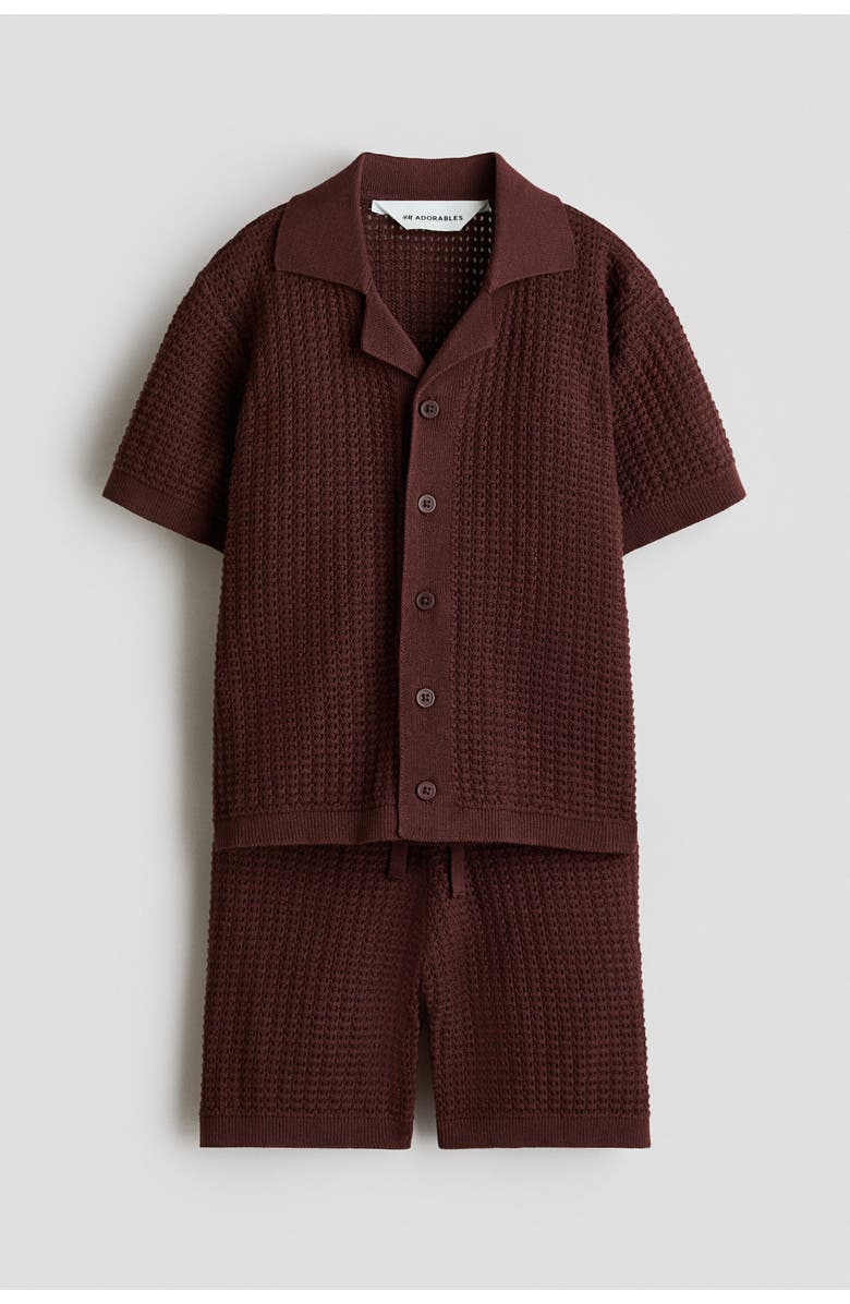 H&M 2-piece pointelle-knit cotton set, Alternate, color, Brown