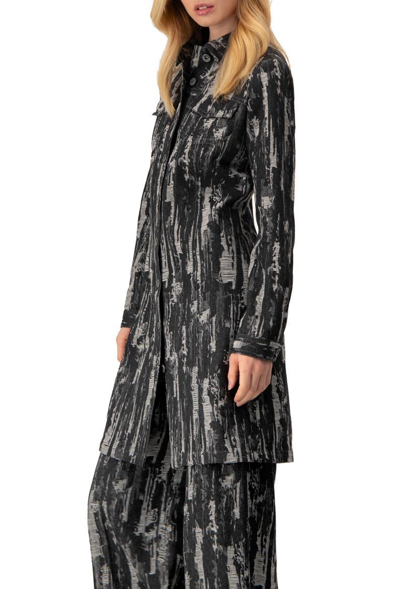 Abstract Denim Long Jacket, Alternate, color, Black