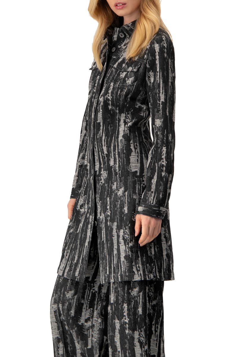 IVONNE Abstract Denim Long Jacket, Alternate, color, Black