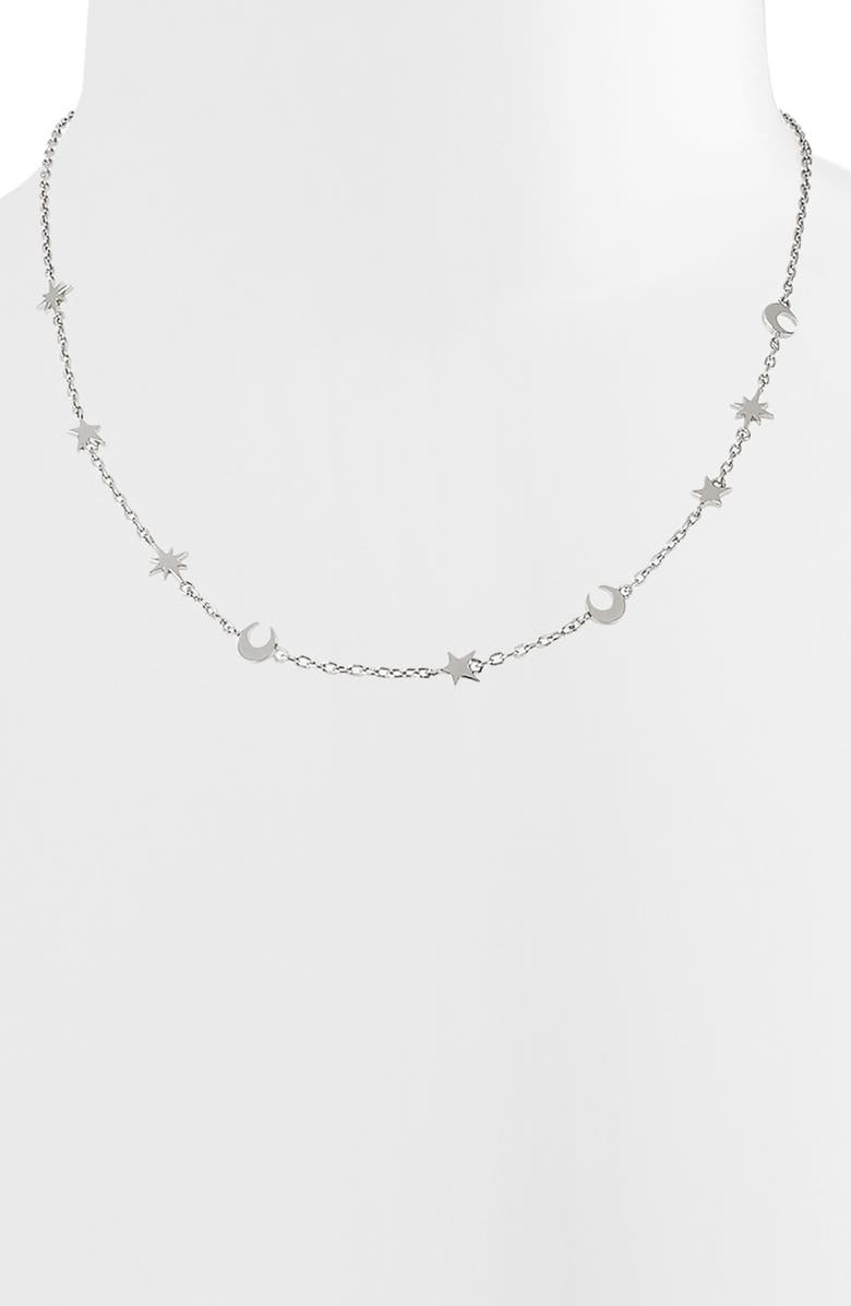 AllSaints Star & Moon Station Necklace, Alternate, color, 