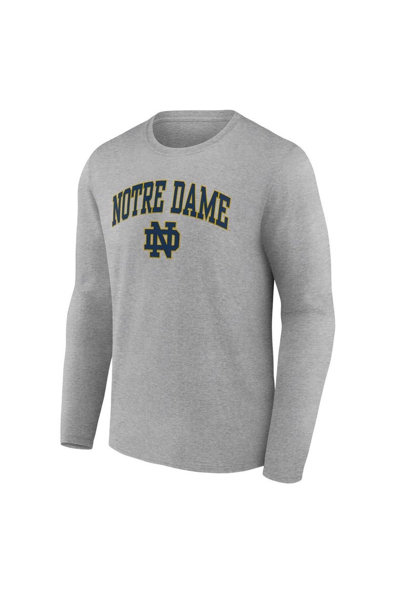 Men's Fanatics Branded Heather Gray Notre Dame Fighting Irish Campus Long Sleeve T-Shirt, Alternate, color, Heather Gray