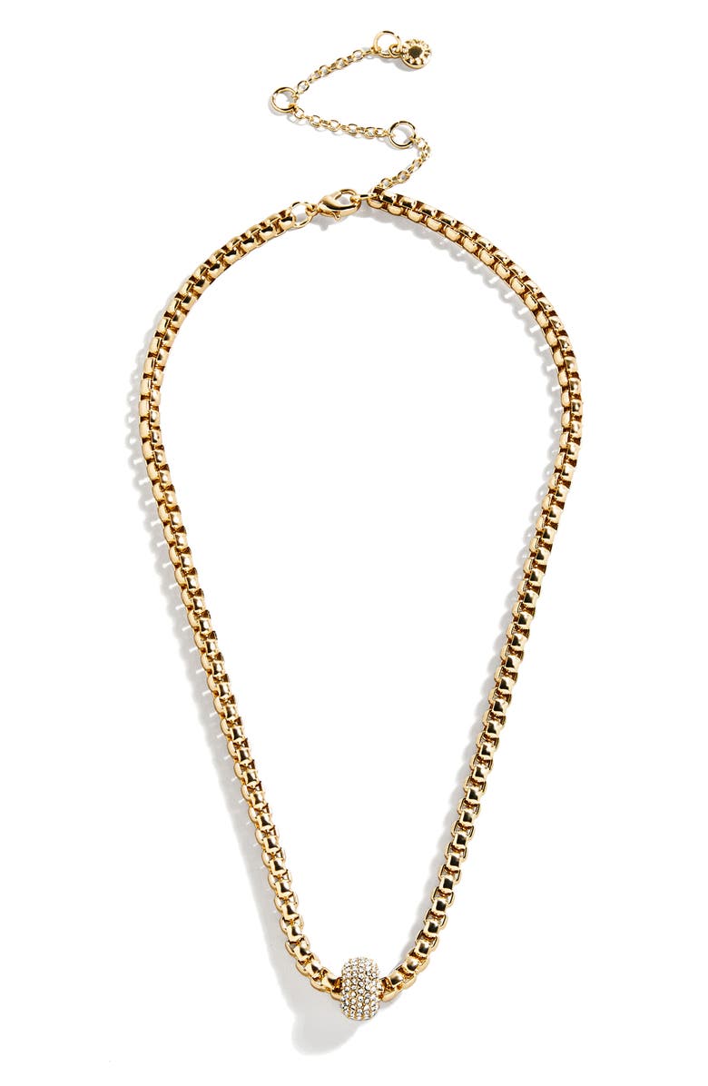 BaubleBar Jonie Pavé Pendant Necklace, Main, color, Gold/ Clear