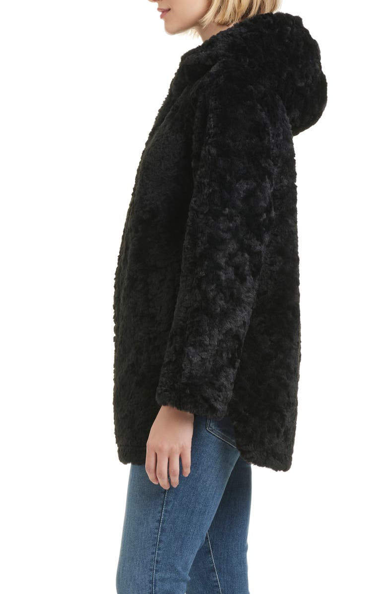 Sanctuary Textured Faux Fur Jacket, Alternate, color, Black