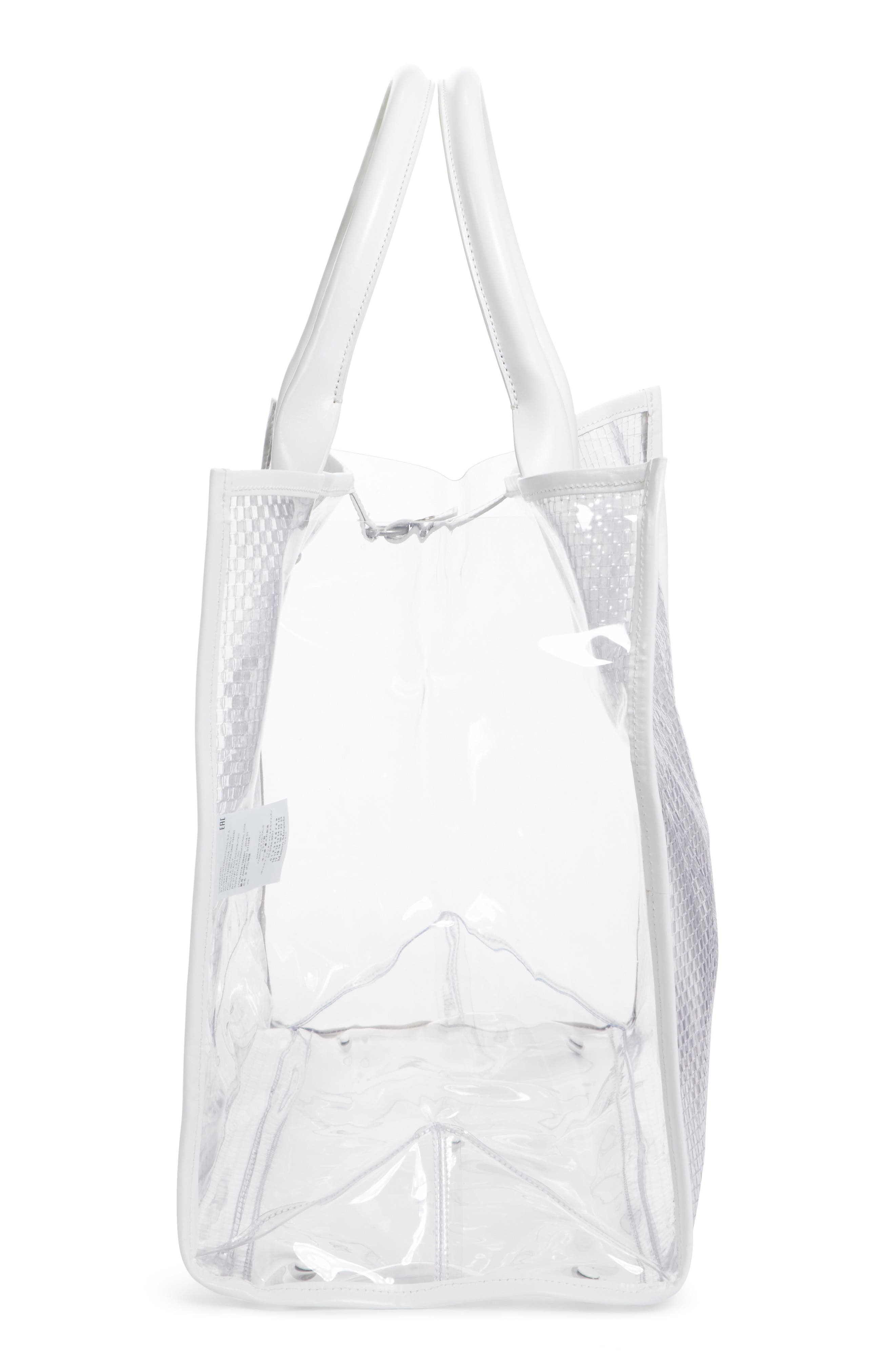 Textured Transparent Tote, Alternate, color, TRANSPARENT WHITE