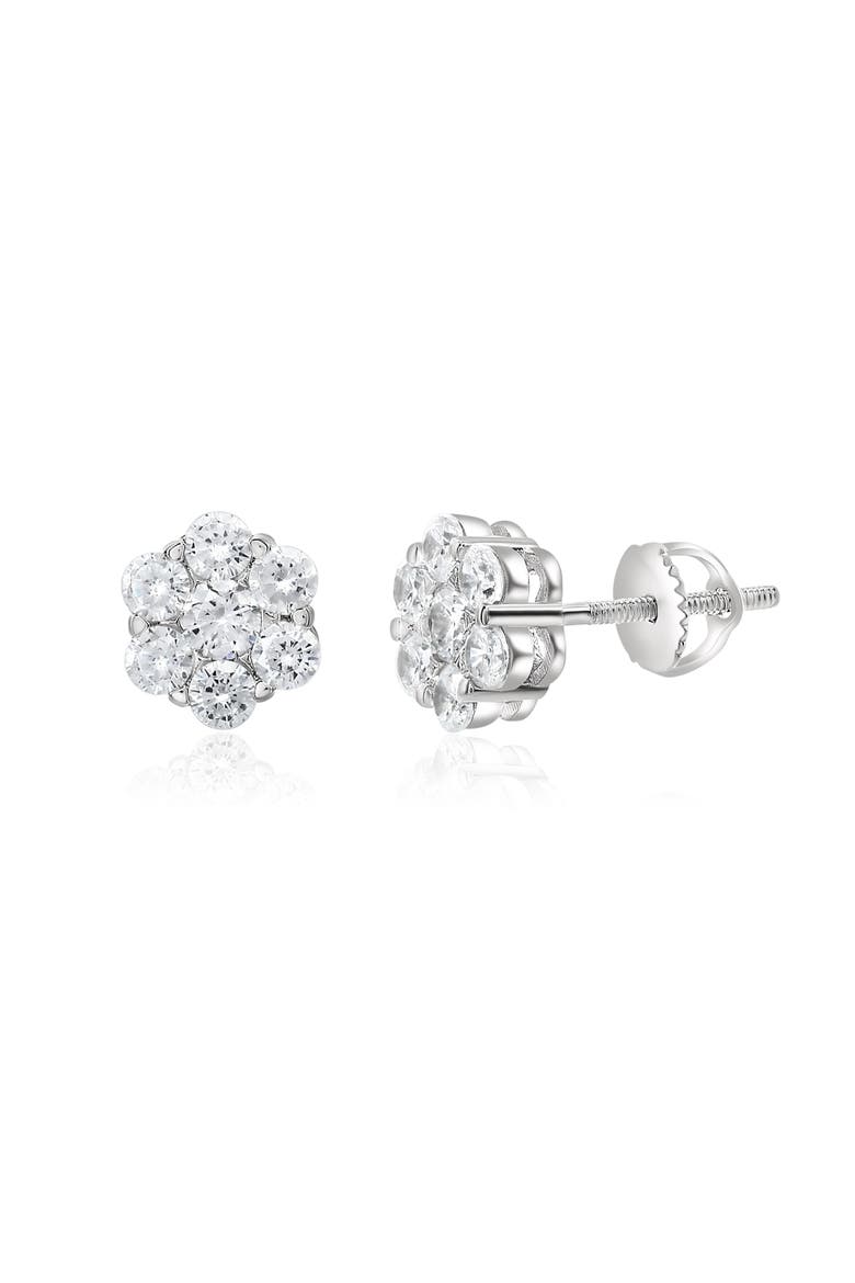 Sterling Silver Flower Earrings And Bracelet Set, Alternate, color, Silver
