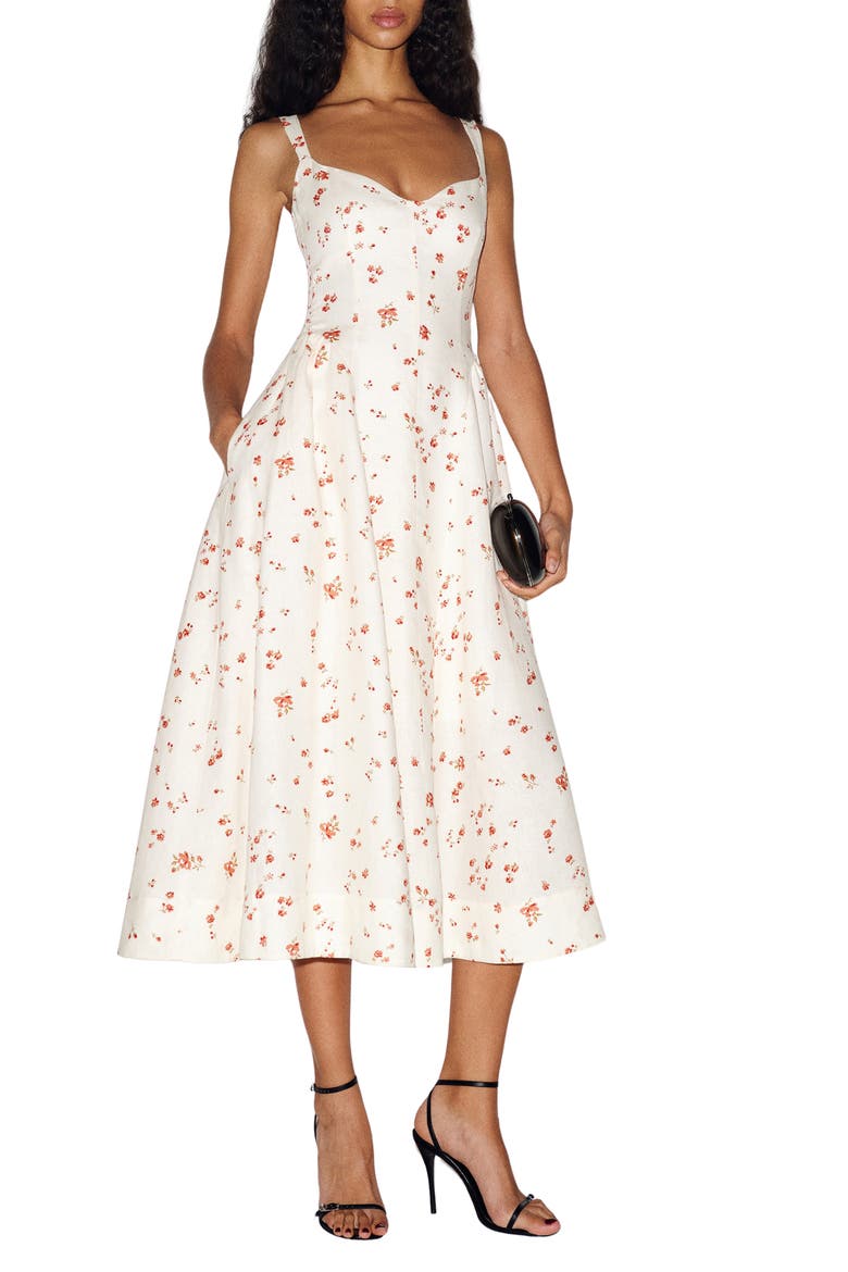 Birdie Floral Linen Midi Dress, Main, color, LOVIE