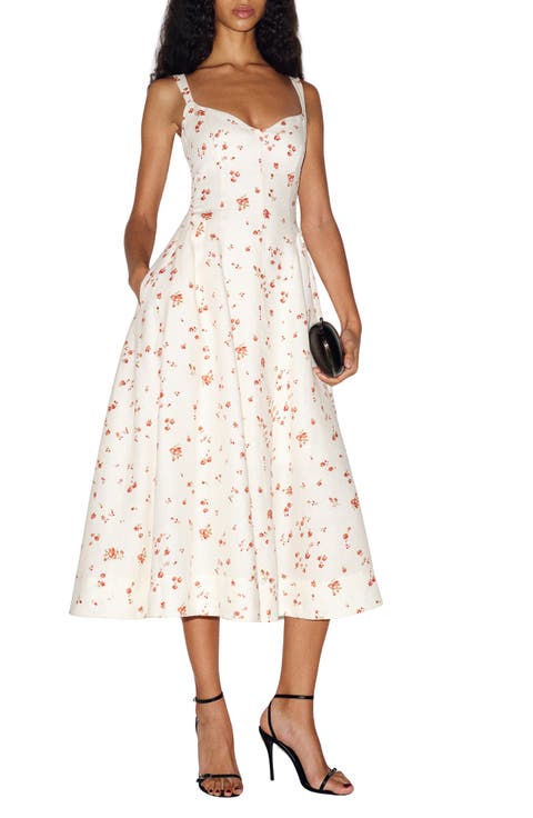 Birdie Floral Linen Midi Dress