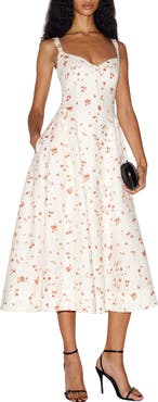 Reformation Birdie Floral Linen Midi Dress