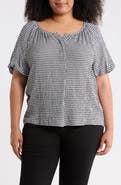 MAX STUDIO Gingham Puff Sleeve Top
