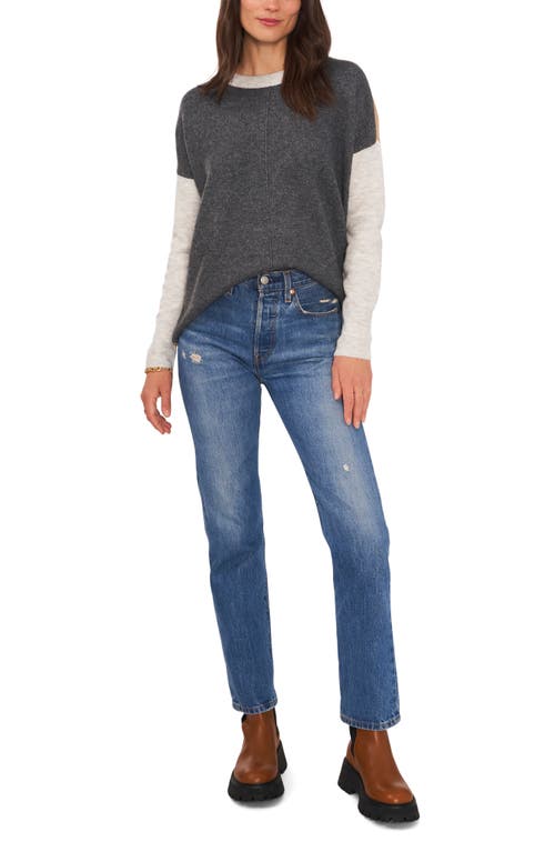 Cece Colorblock Sweater In Jazz Club/ant White/taupe