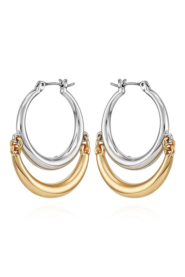 Two Tone Hoop Earrings, Main, color, TWO-TONE