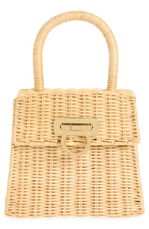 Small Iconic Top Handle Wicker Handbag