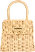 FERRAGAMO Small Iconic Top Handle Wicker Handbag