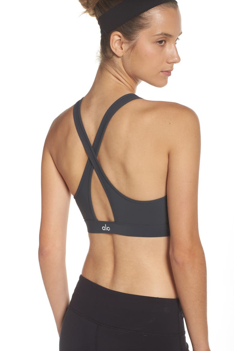 Ripped Warrior Yoga Bra, Alternate, color, ANTHRACITE