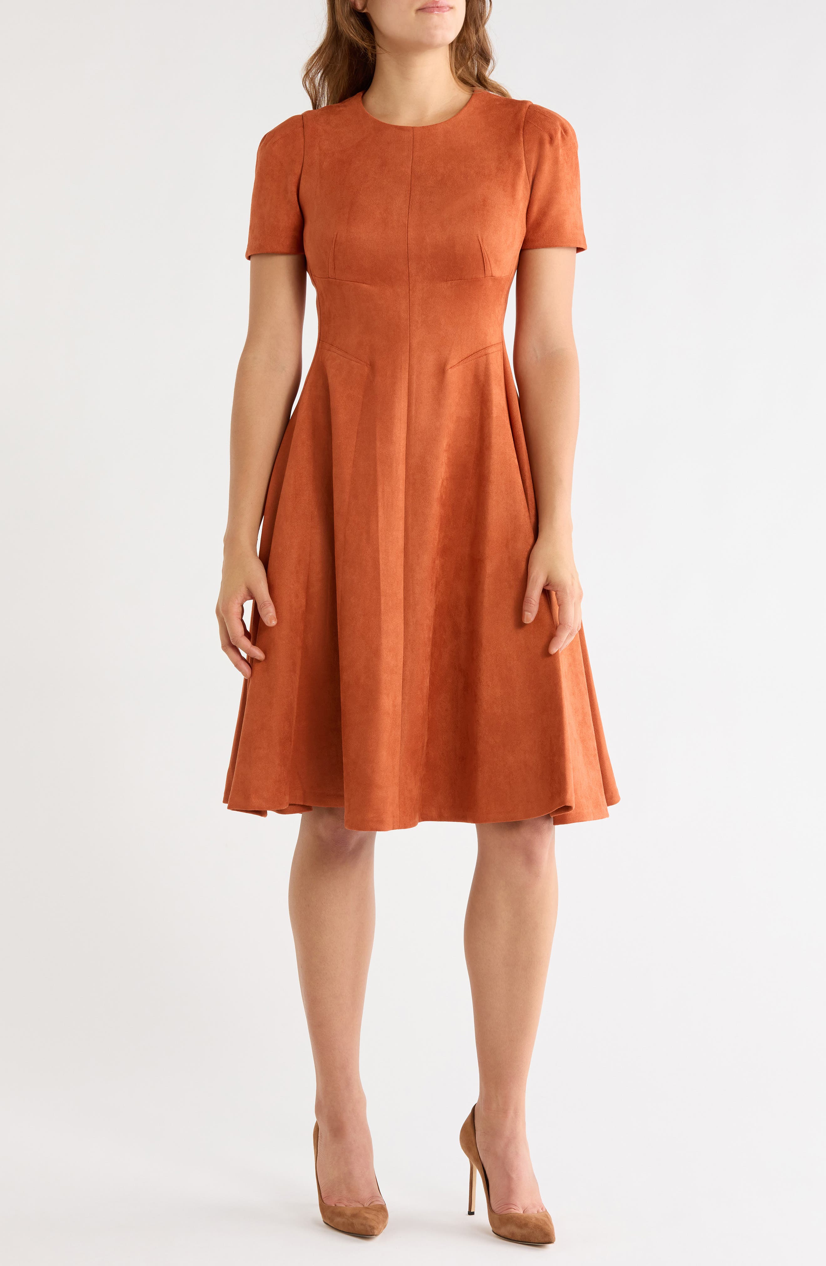 Faux Suede A-Line Dress