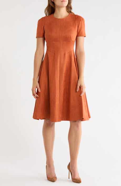 Faux Suede A-Line Dress