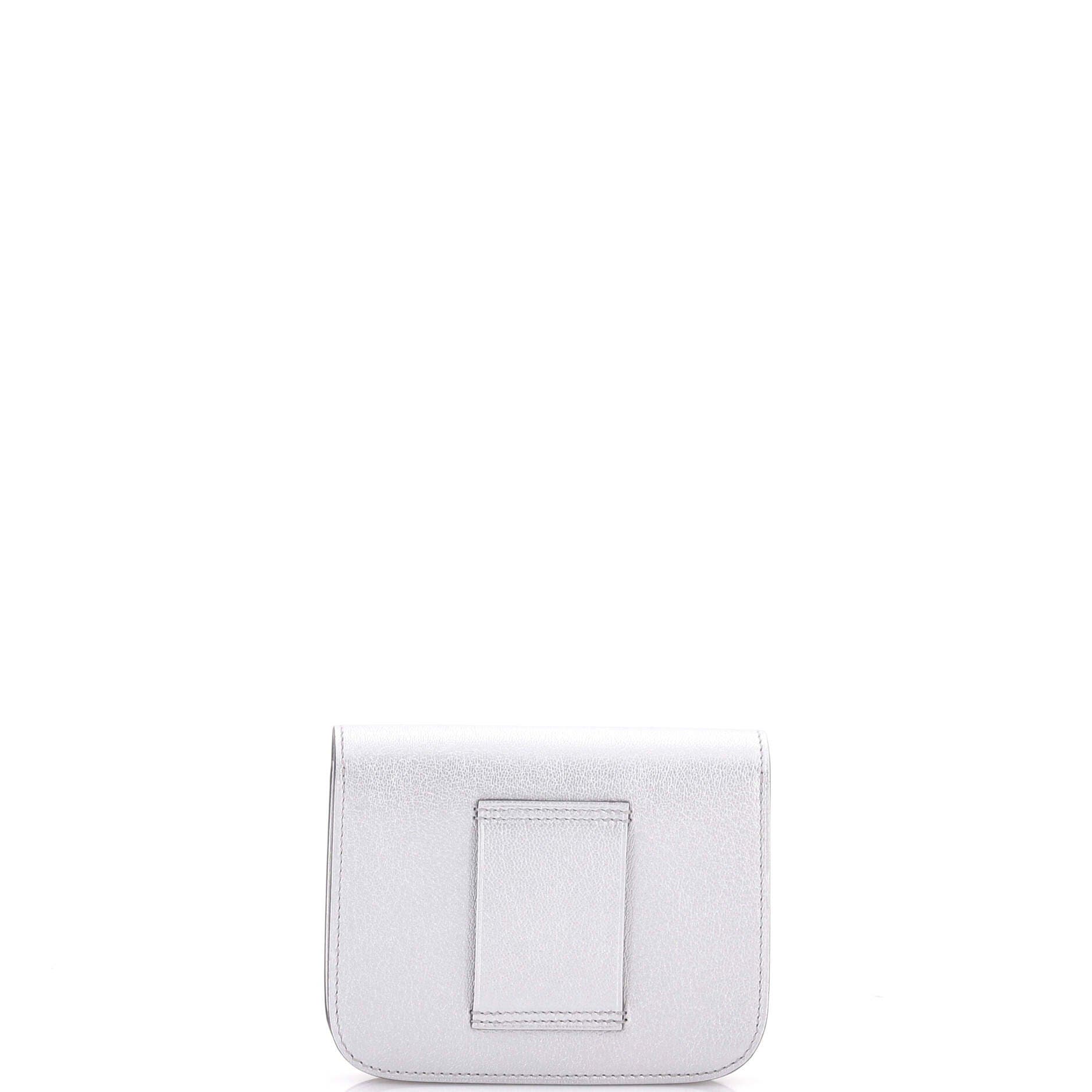 Pre-Owned Hermes Constance Slim Wallet Chevre Chamkilight, Alternate, color, Gris Argente