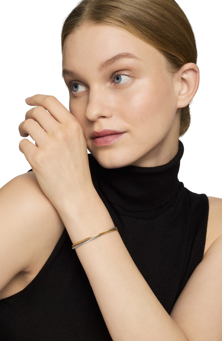 David Yurman Crossover Bracelet in Sterling Silver with 18K Yellow Gold, 3mm, Alternate, color, Silver/ Gold