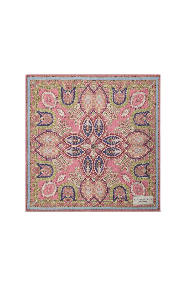 Robert Talbott Collins Reversible Paisley Silk Pocket Square, Main, color, Pink