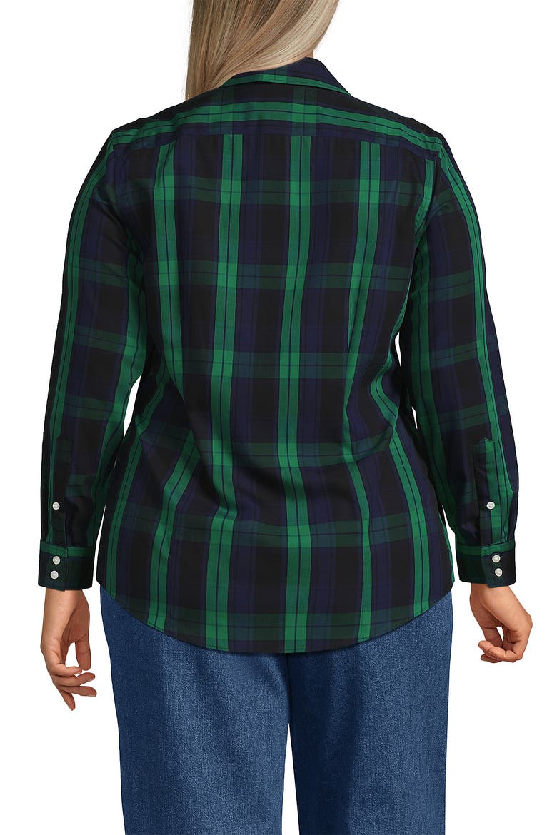 No Iron Supima Cotton Long Sleeve Shirt, Alternate, color, Rich Clover/Navy Plaid