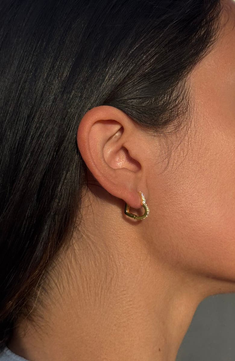 Adornia Cubic Zirconia Heart Huggie Hoop Earrings, Alternate, color, Gold