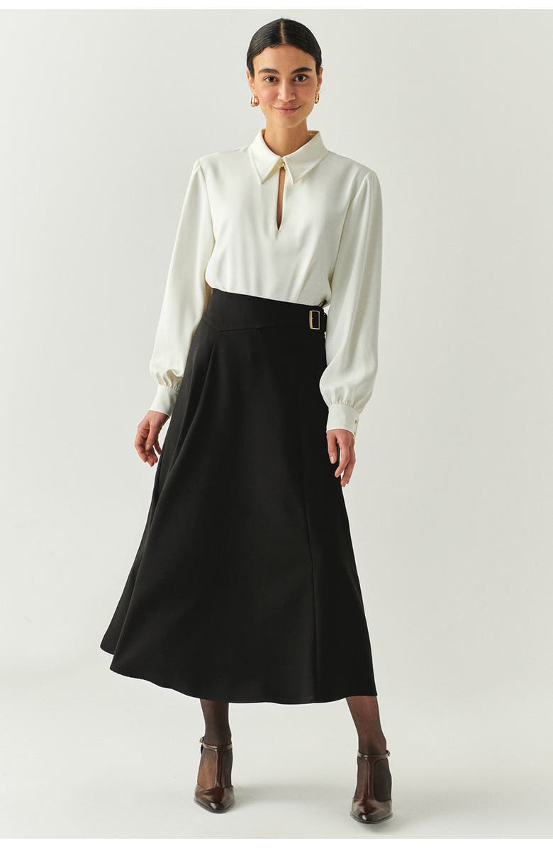 Exquise Flared Midi Skirt, Alternate, color, Black