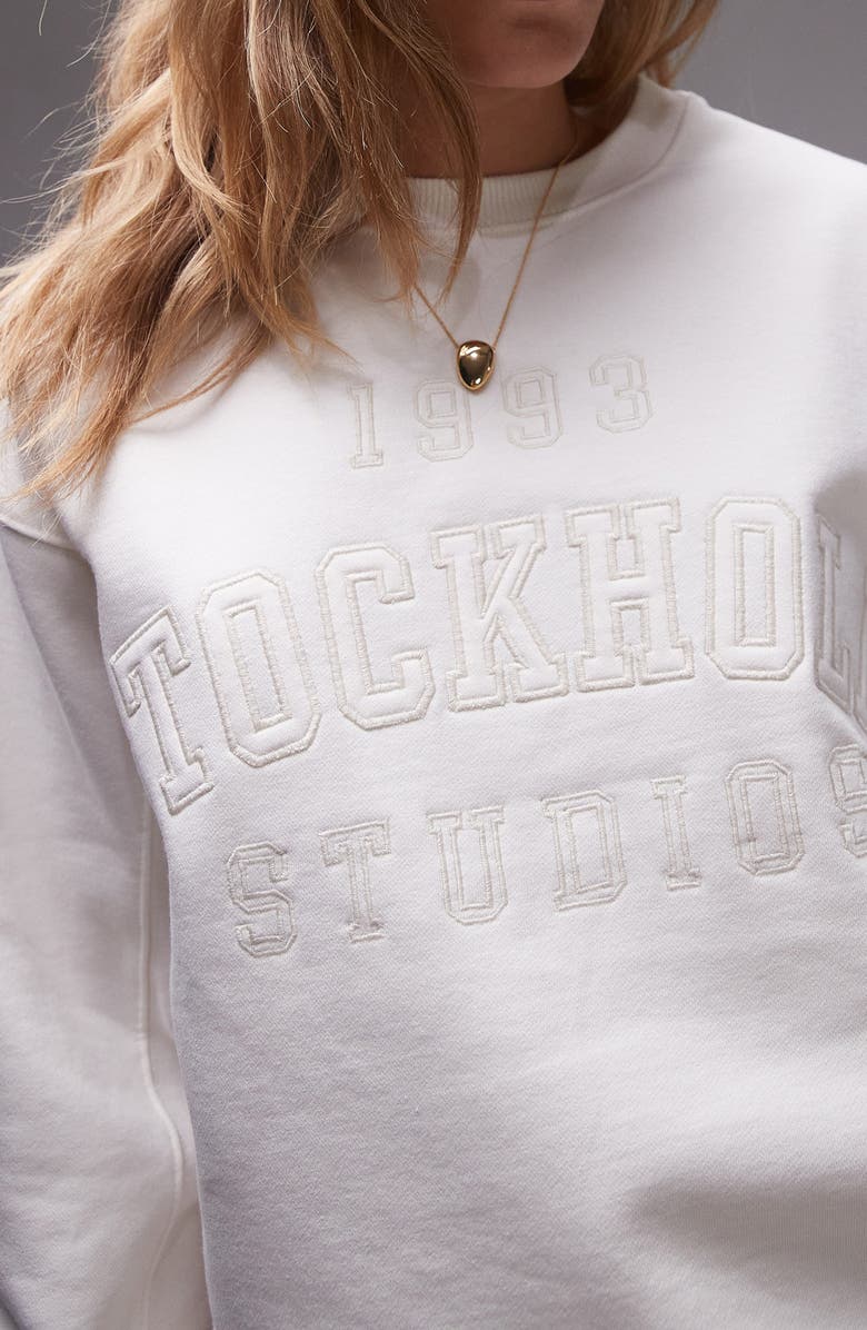 Topshop Stockholm Oversize Sweatshirt, Alternate, color, Cream