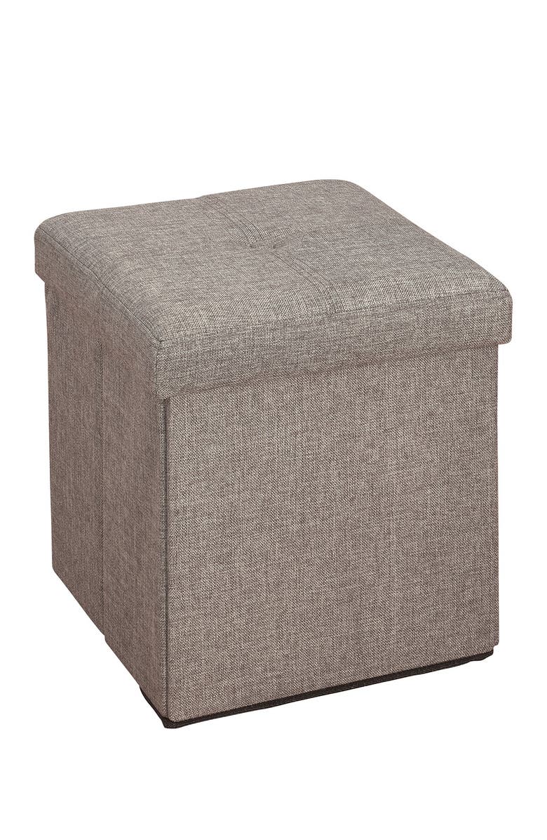 KENNEDY INTERNATIONAL Gray Faux Linen Storage Ottoman Cube, Alternate, color, 