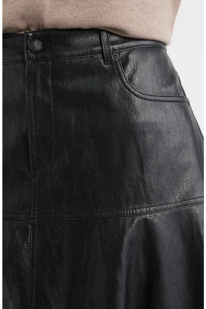 Rhea Faux Leather Midi Skirt, Alternate, color, BLACK