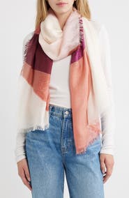 Nordstrom Eyelash Trim Print Cashmere & Silk Wrap