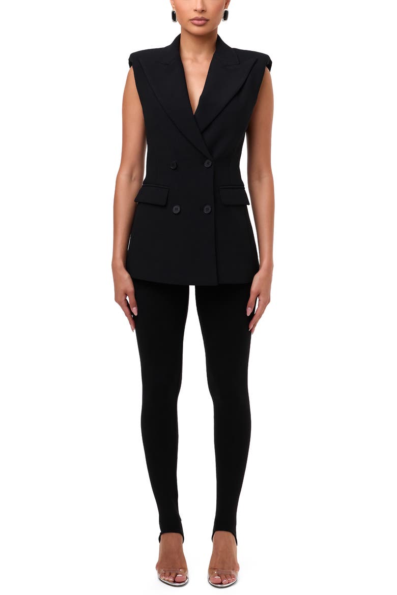 Sleeveless Ponte Blazer Vest, Alternate, color, BLACK