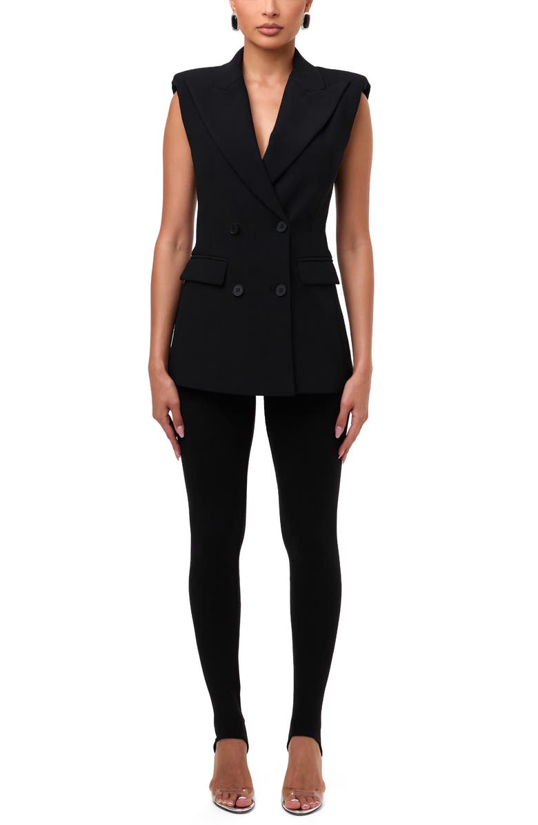 Naked Wardrobe Sleeveless Ponte Blazer Vest, Alternate, color, Black