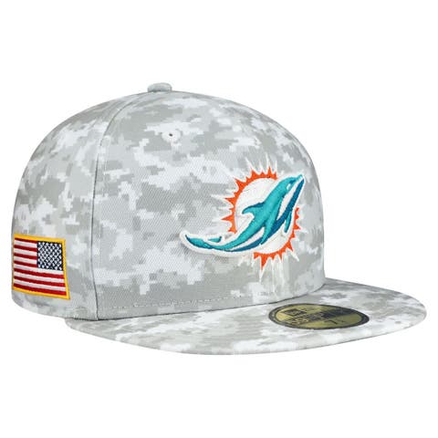 Men
s New Era  White Miami Dolphins 2025 Salute to Service Fan Pack 59FIFTY Fitted Hat