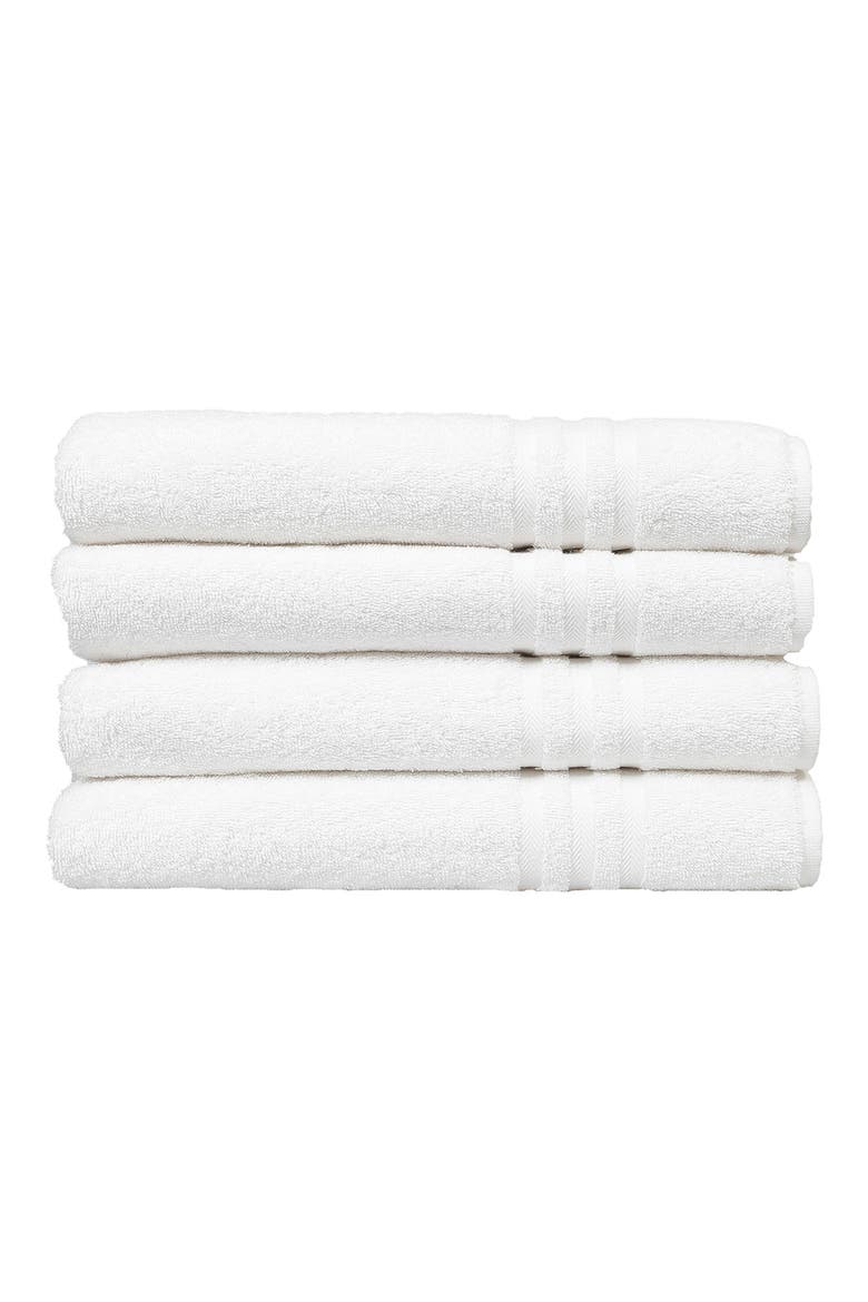 Denzi Turkish Cotton Bath Towel - Set of 4, Alternate, color, WHITE