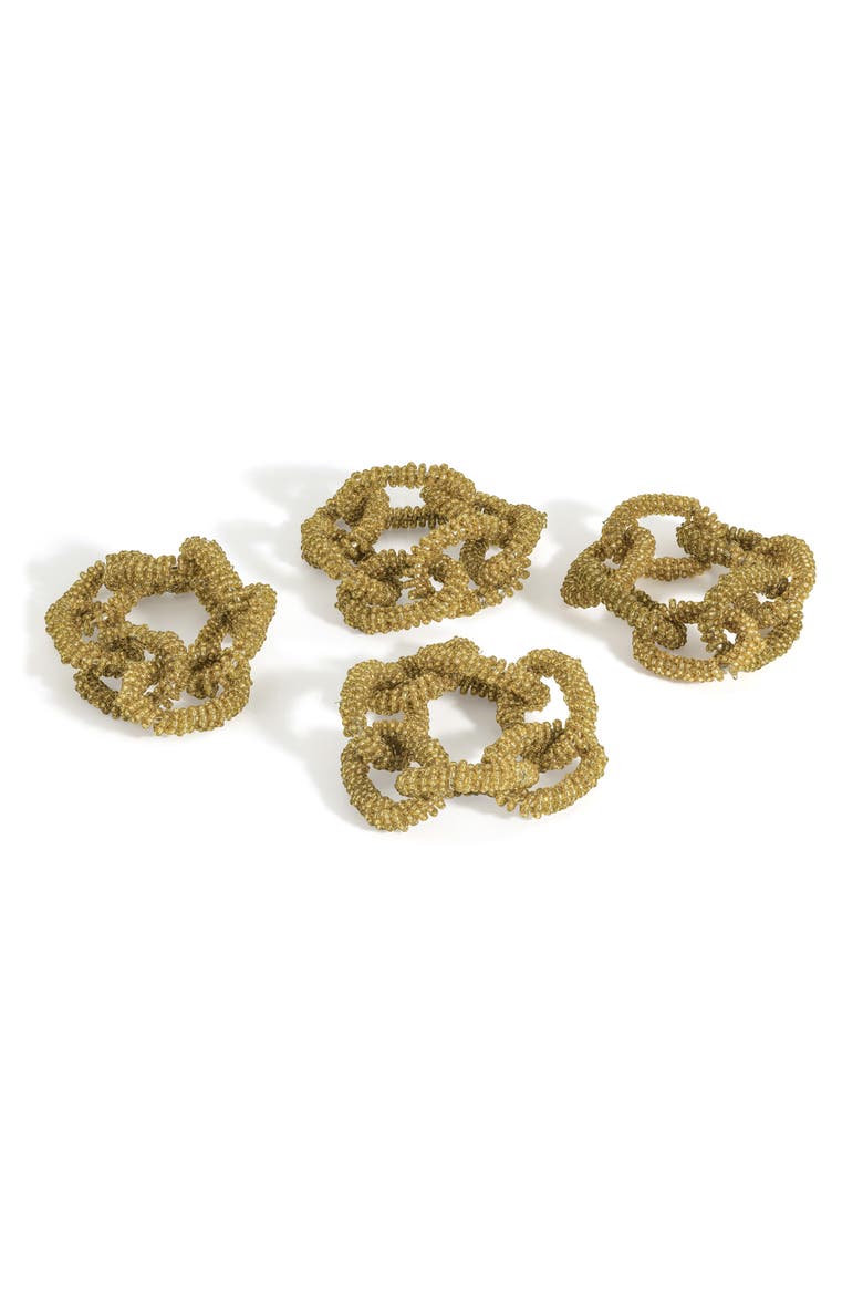 Golden Chain Set of 4 Napkin Rings, Main, color, GOLD