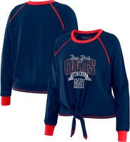 WEAR by Erin Andrews Women's WEAR by Erin Andrews Royal/Red New York Giants Plus Size Tie-Front Long Sleeve Top
