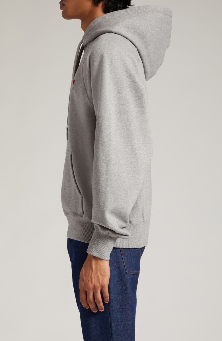 AMI PARIS Ami de Coeur Logo Embroidered Hoodie, Alternate, color, Heather Grey