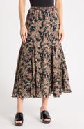 MAX STUDIO Floral Georgette Godet Maxi Skirt