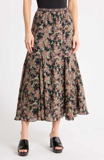 Floral Georgette Godet Maxi Skirt