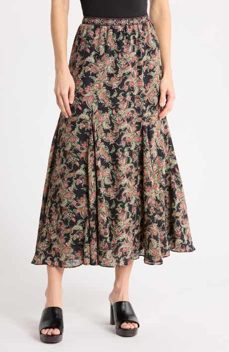 Floral Georgette Godet Maxi Skirt