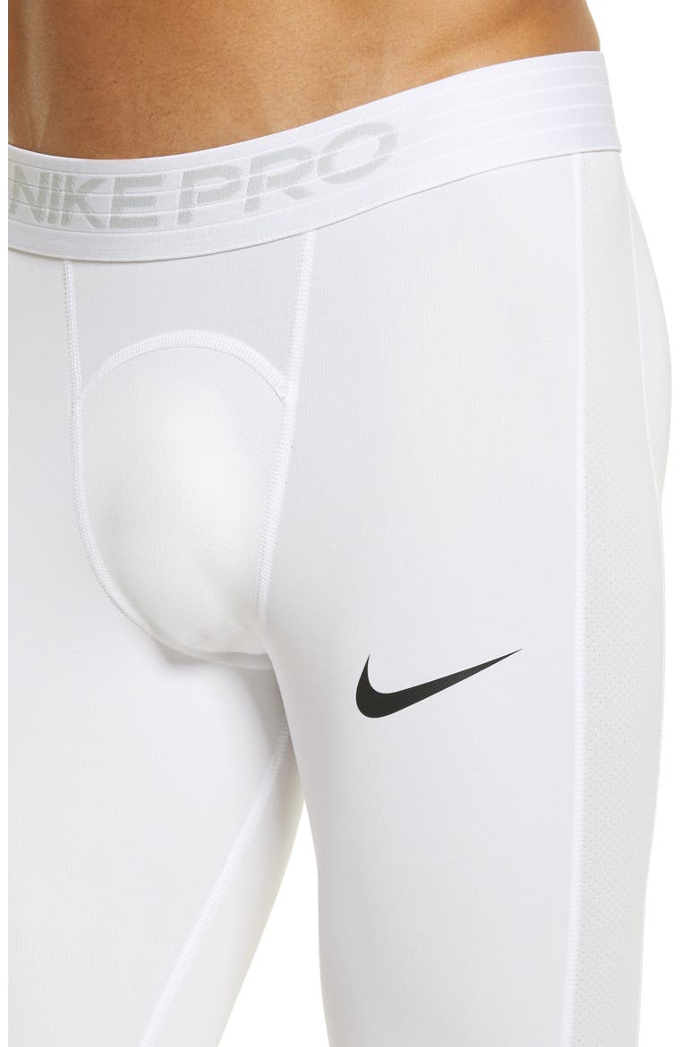 Pro Three-Quarter Training Tights, Alternate, color, WHITE/ BLACK