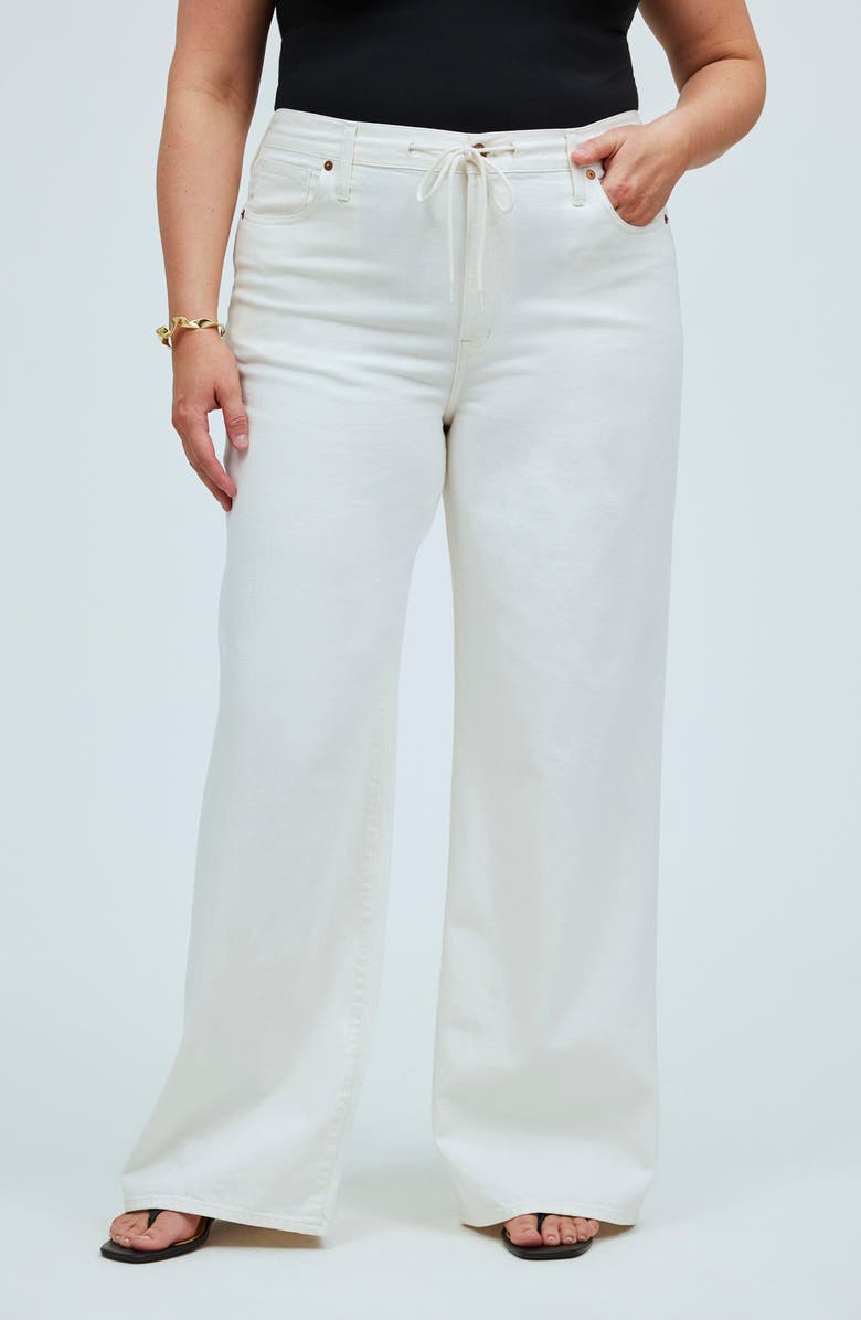 Madewell Drawstring High Waist Superwide Leg Jeans, Alternate, color,