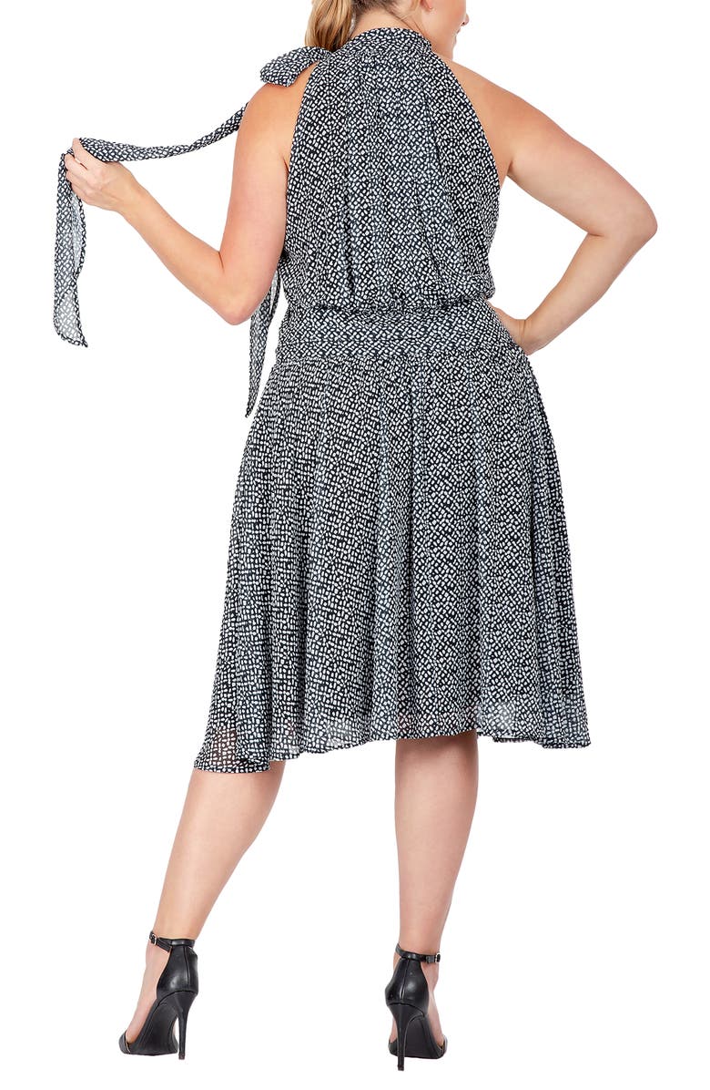 Standards & Practices Halter Neck Flounce Dress, Alternate, color, Black White