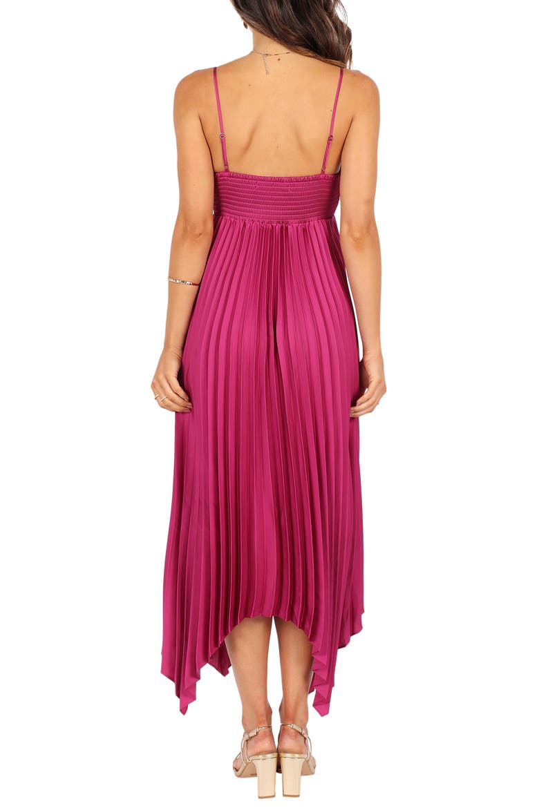 Vikki Pleated Sleeveless Satin Maxi Dress, Alternate, color, MAGENTA