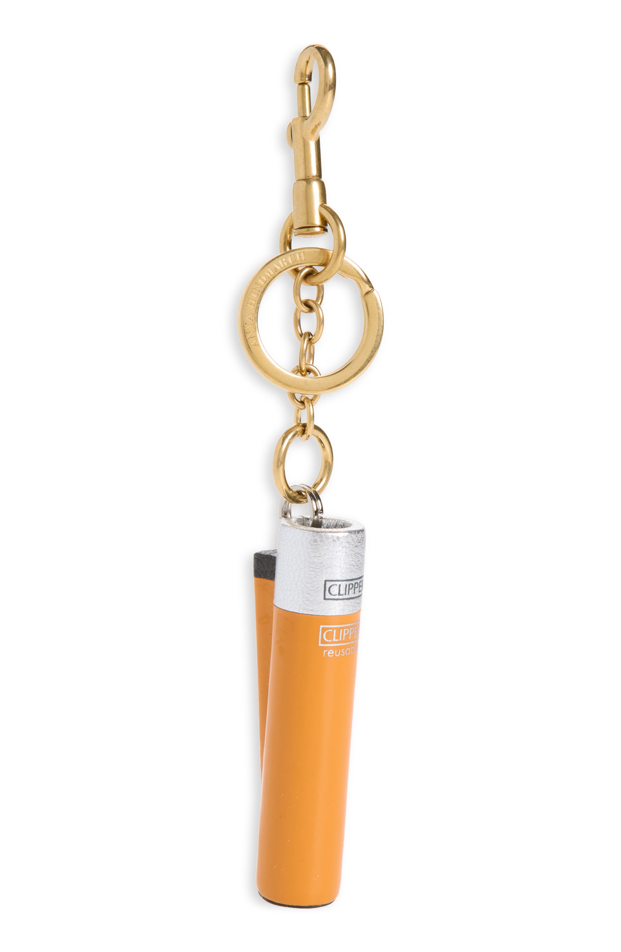 Anya Brands Clipper Leather Bag Charm, Main, color, SUNSET