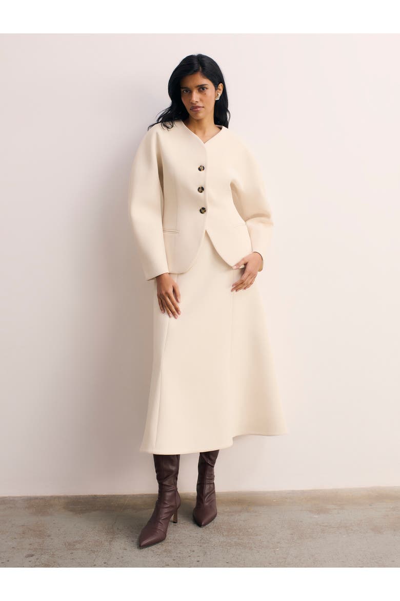 Ellingham High Waisted A-Line Midi Skirt, Alternate, color, Neutral
