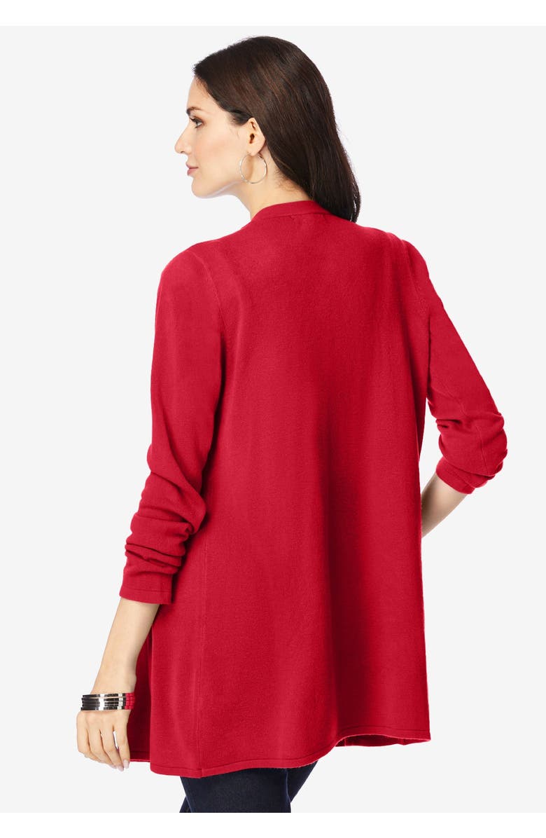 Roaman's Plus Size Lightweight Handkerchief Hem Cardigan Sweater, Alternate, color, Black