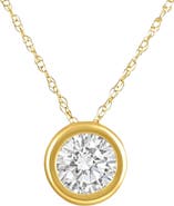 Bliss Diamond .90Ct Diamond Bezel Pendant Solitaire Necklace 14k Gold Lab Grown
